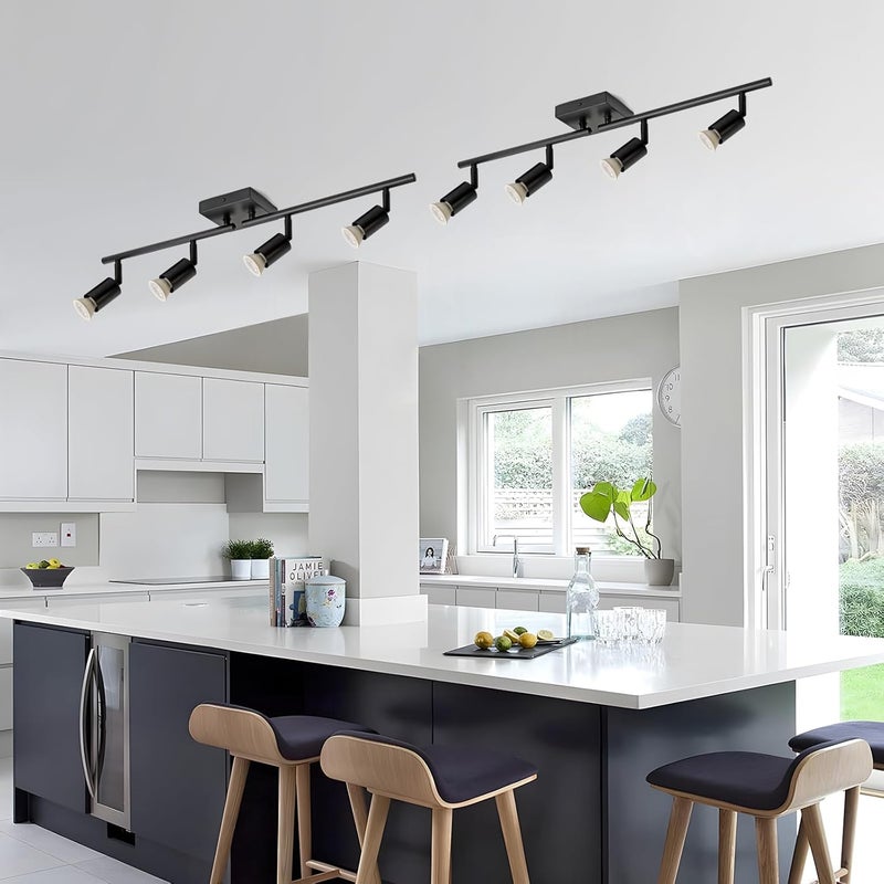 SEEBLEN 4-Light LED Track Lighting Kit, Black Modern Directional Ceiling Light Fixture with Rotatable Heads for Kitchen, Dining Room, Bedroom, Hallway - Image 5